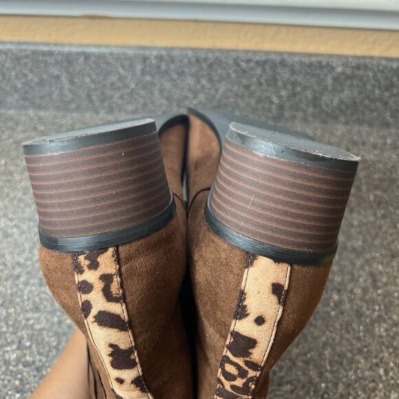 Lane Bryant Ankle Boots Block Heel Womens Sz 11W Brown Faux Suede Pull On Bootie - Picture 9 of 11